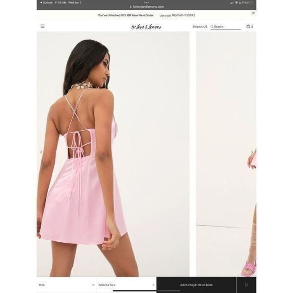 For love and lemons and Elora pink satin dress - Picture 5 of 5